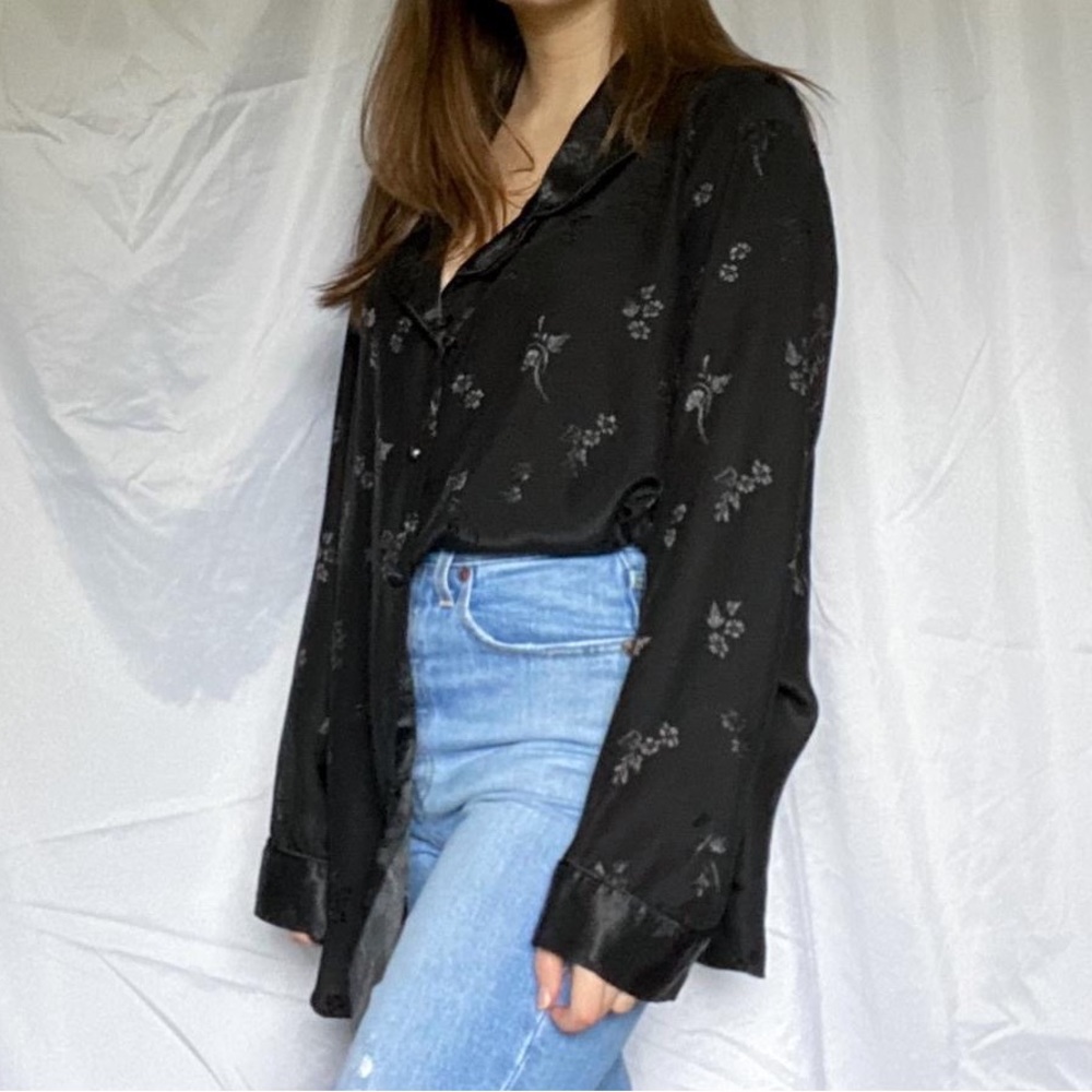 Secret Treasures Floral Jacquard Pajama Top/Button Down | Size 1XL